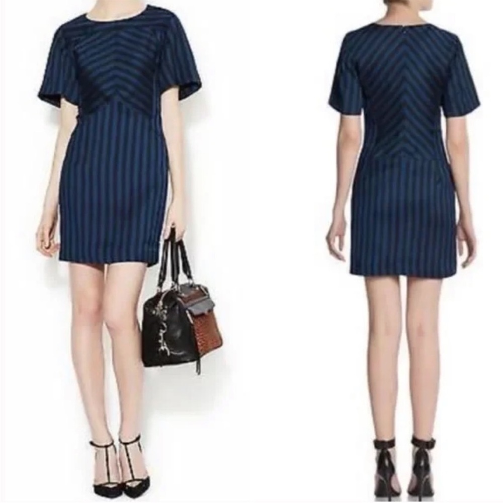 Rebecca Minkoff Europa Dress True navy bright black blue striped mini dress sz 8